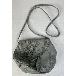 Vtg NAS BAG Alentino Faux Leather Patchwork Crossbody Shoulder Bag Silver Blue